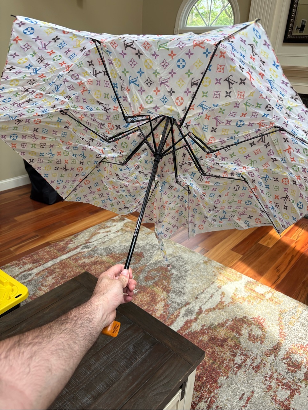 Louis Vuitton Multicolor Logo Collapsible Umbrella on White